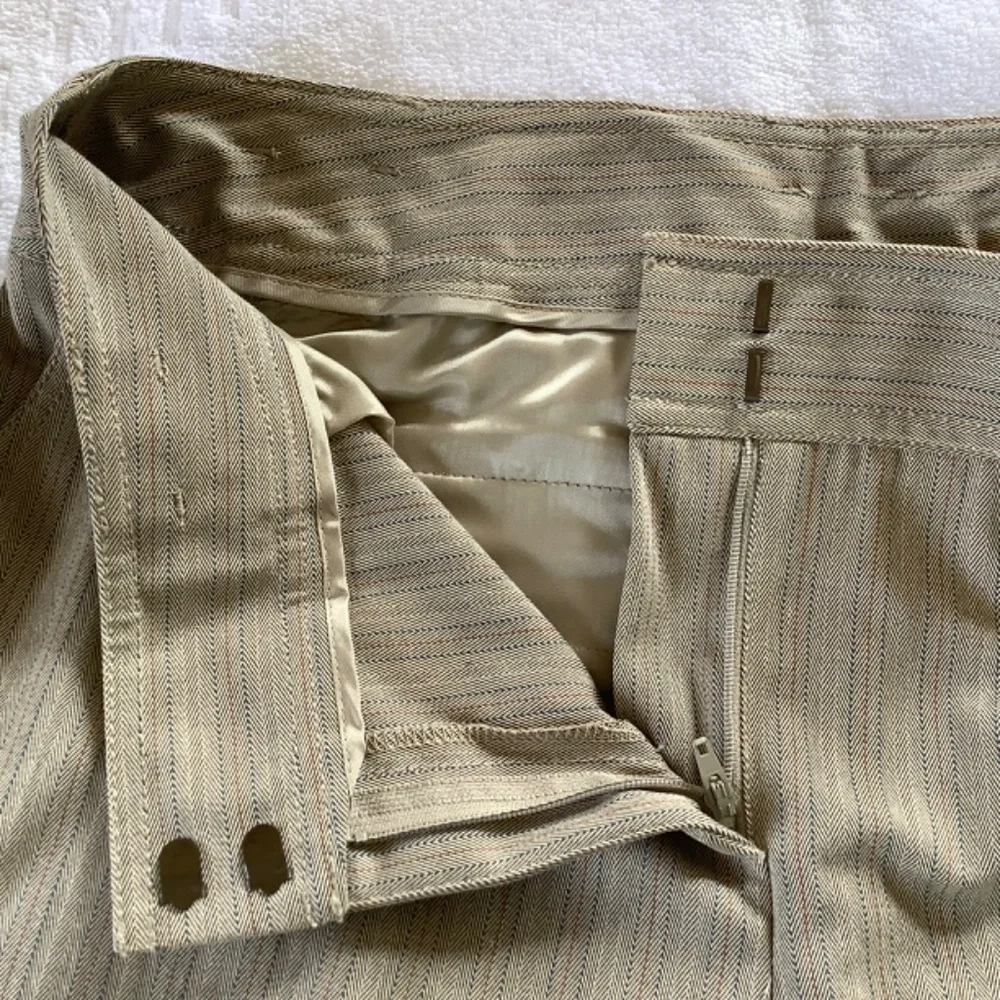 DKNY Cropped Cuffed Wide Leg Stretch Pant Striped Taupe SZ 10
